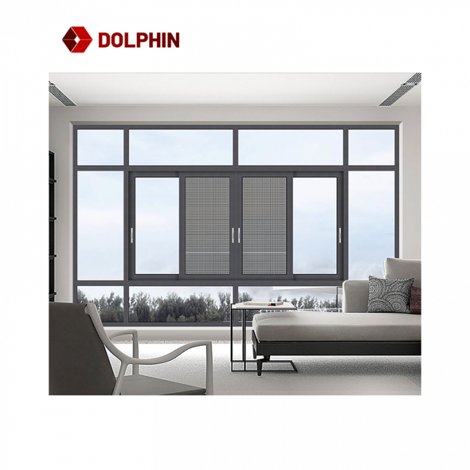 Architectural Residential Aluminium Sliding Windows Powder Coating Coffee Brown