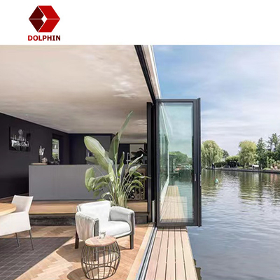 Waterproof Aluminium Folding Door Tri Fold Glass Door Anodized Powder Coated Surface