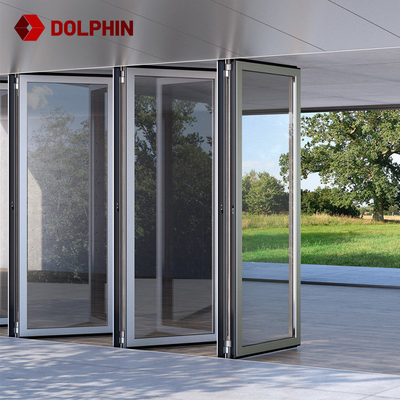 Insulated Prefab House Exterior Aluminum Folding Door Patio Double Glazing