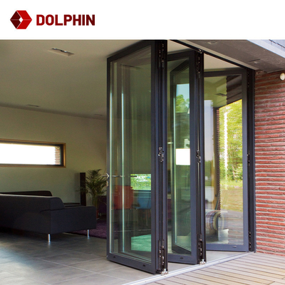 Balcony Interior Soundproof Patio Doors , Double Glass Bi Folding Exterior Doors Mute