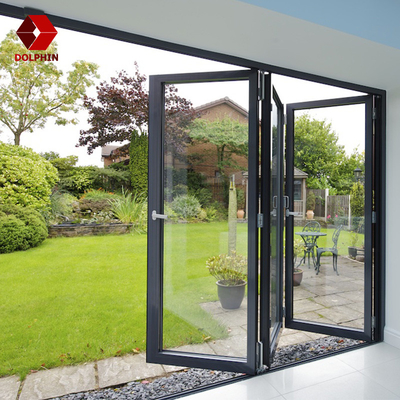 Thermal Break Aluminum Glass Sliding Folding Doors For Residential Storefront