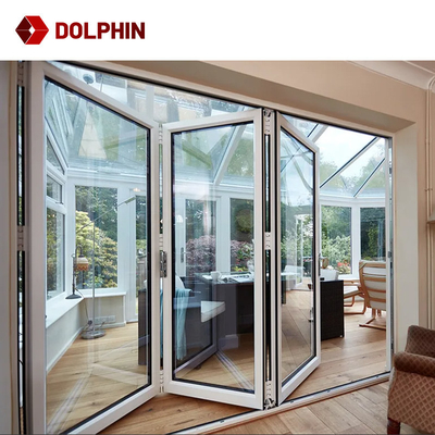 Aluminum Accordion Double Glazed Bifold Doors Thermal Break