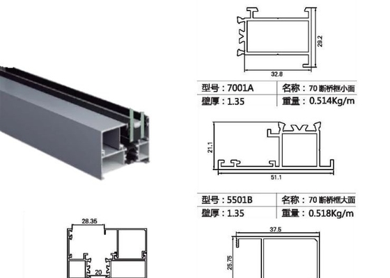 Rectangular Thermal Casement Window Profile 6063 6061 6060 Aluminum Alloy