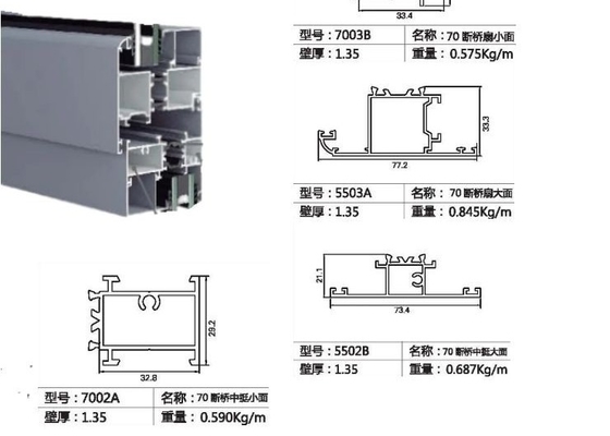 Rectangular Thermal Casement Window Profile 6063 6061 6060 Aluminum Alloy