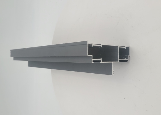 Powder Coating Gray Aluminium Window Extrusions Wind Resistance