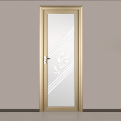 6063 Aluminium Casement Doors Double Hollow Glass Grill With Retro Gold Handle