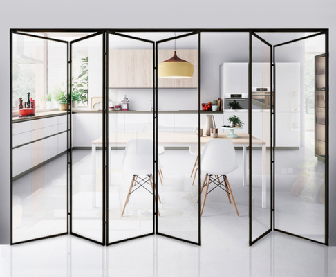 Narrow Frame Aluminum Folding Doors Single Tempered Glass Wardrobe Bifold Doors