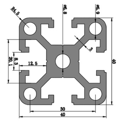 Anodized Aluminum Extruded Profile 30 X 30 Milling Drilling Cutting Deep Processing