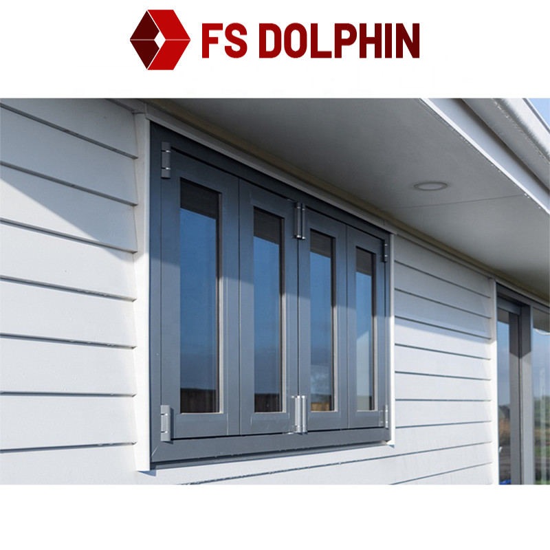 Double Glazed Aluminum Casement Window Hurricane Proof Impact Powder Coated