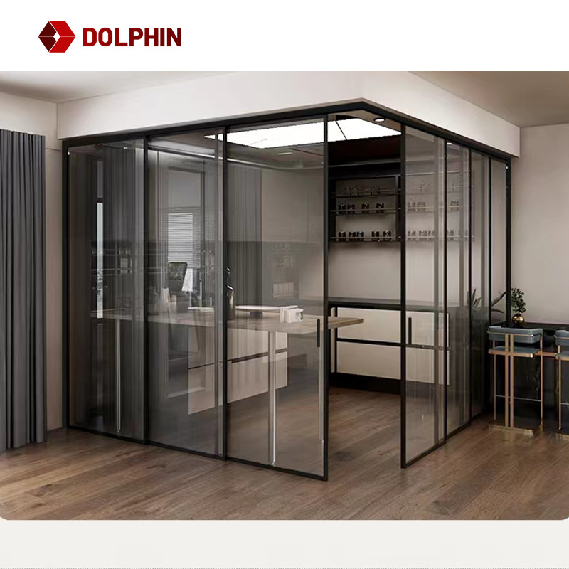 New Design Slim Frame Sliding Door Aluminum And Glass Door For Hotel Home Office Interior
