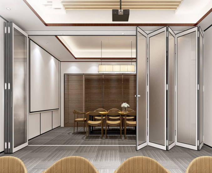 Narrow Frame Aluminum Folding Doors Single Tempered Glass Wardrobe Bifold Doors